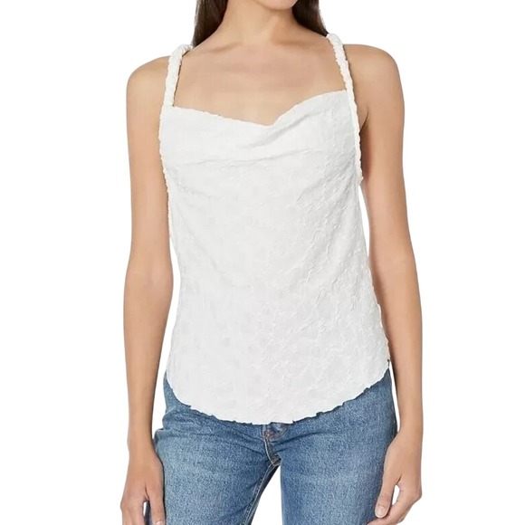 Free People Tops - Free People White Textured Braided Halter Cowl Neck Top OB1704292 Womens Small